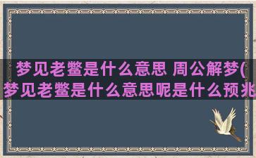 梦见老鳖是什么意思 周公解梦(梦见老鳖是什么意思呢是什么预兆)